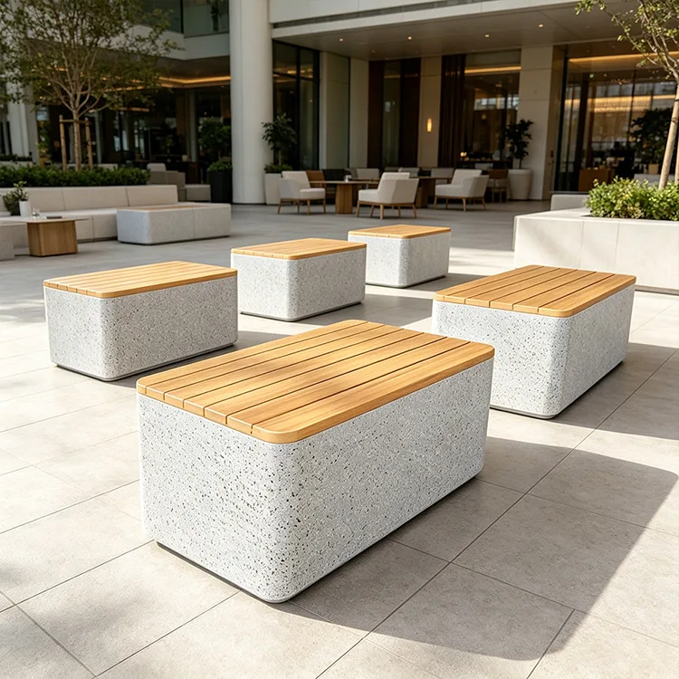 Комерцијална FRP Terrazzo Cube клупа