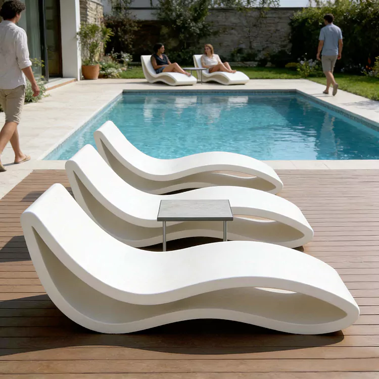 Waterproof Fiberglass Poolside UV Resistant Outdoor Lounger