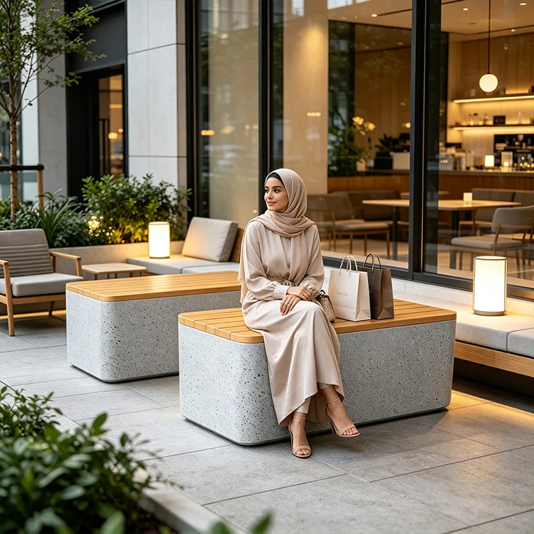 Commercial FRP Terrazzo Cube Bench